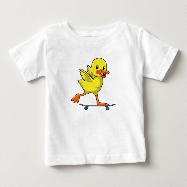 Ente als Skater mit Skateboard Baby T-shirt (Vorderseite)