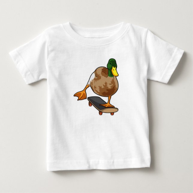 Ente als Skater mit Skateboard Baby T-shirt (Vorderseite)