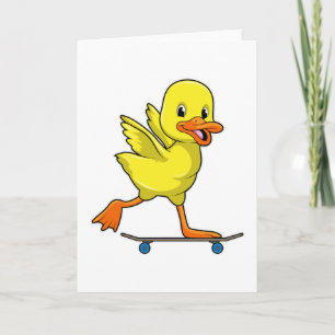 Ente als Skater mit Skateboard Karte