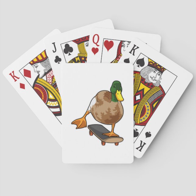 Ente als Skater mit Skateboard Spielkarten (Rückseite)
