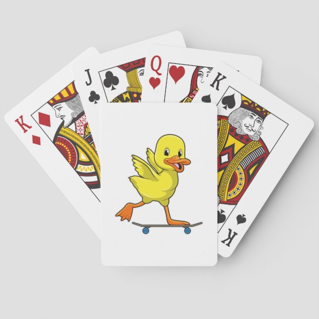 Ente als Skater mit Skateboard Spielkarten (Rückseite)