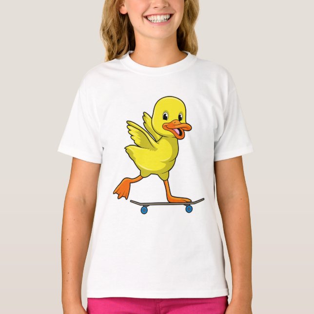 Ente als Skater mit Skateboard T-Shirt (Vorderseite)