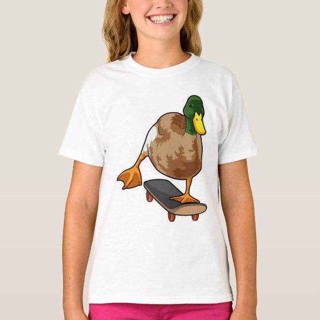 Ente als Skater mit Skateboard T-Shirt (Vorderseite)