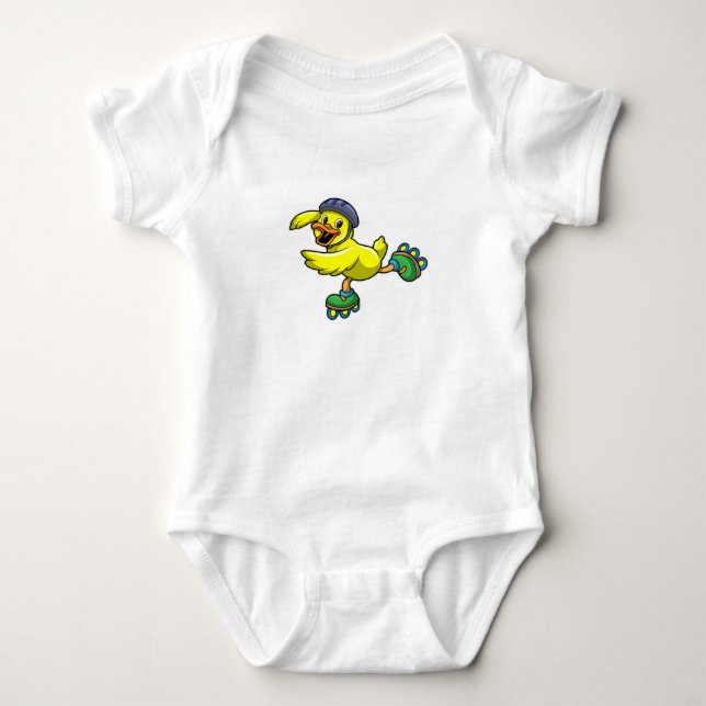 Ente als Skater mit Skaten & Helmet Baby Strampler (Vorderseite)