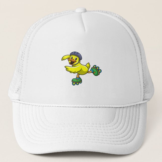 Ente als Skater mit Skaten & Helmet Truckerkappe (Vorderseite)
