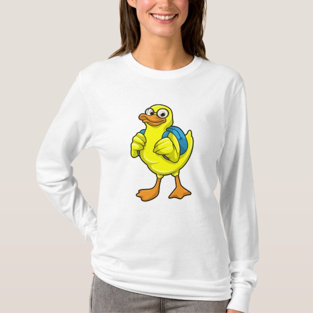 Ente als Student mit Backpack T-Shirt (Vorderseite)
