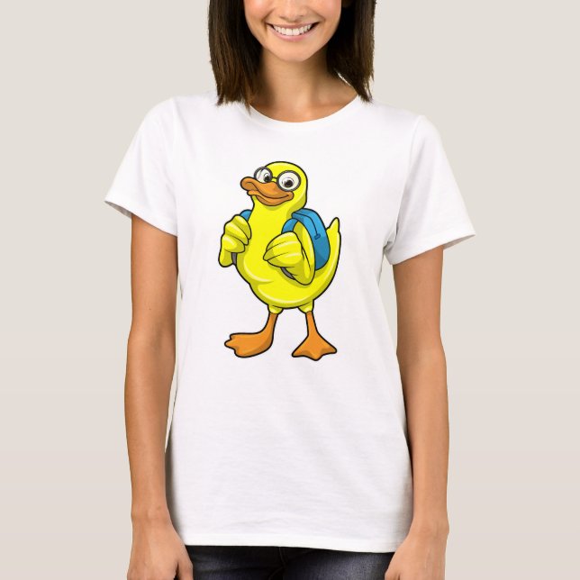 Ente als Student mit Backpack T-Shirt (Vorderseite)