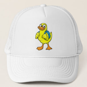 Ente als Student mit Backpack Truckerkappe