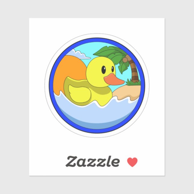 Ente am Strand mit Palmen.PNG Aufkleber (Blatt)