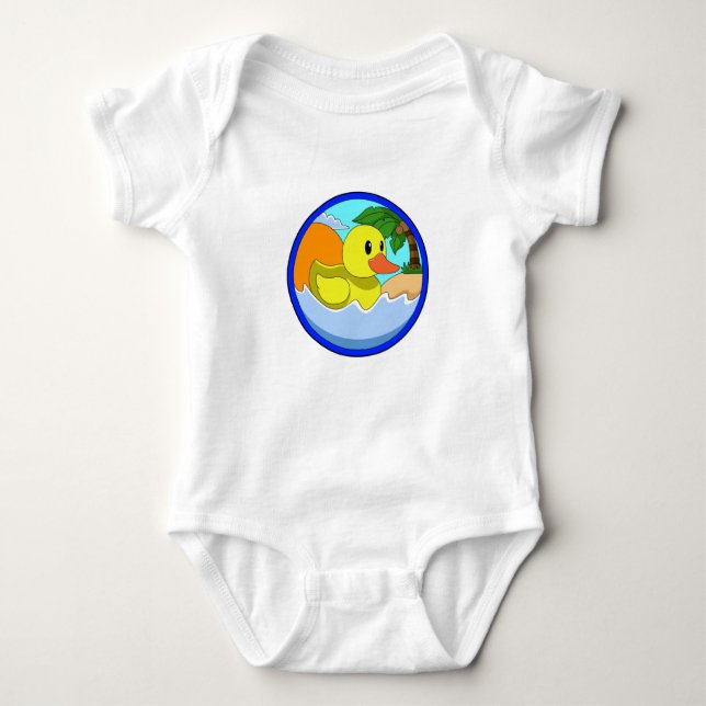 Ente am Strand mit Palmen.PNG Baby Strampler (Vorderseite)