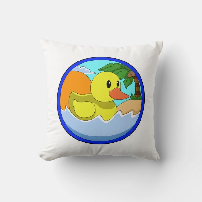 Ente am Strand mit Palmen.PNG Kissen (Vorderseite)