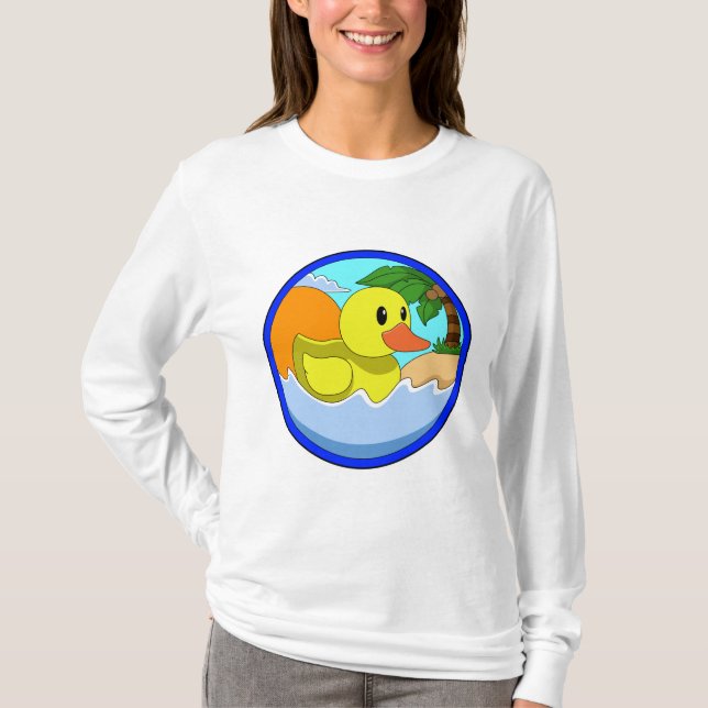 Ente am Strand mit Palmen.PNG T-Shirt (Vorderseite)