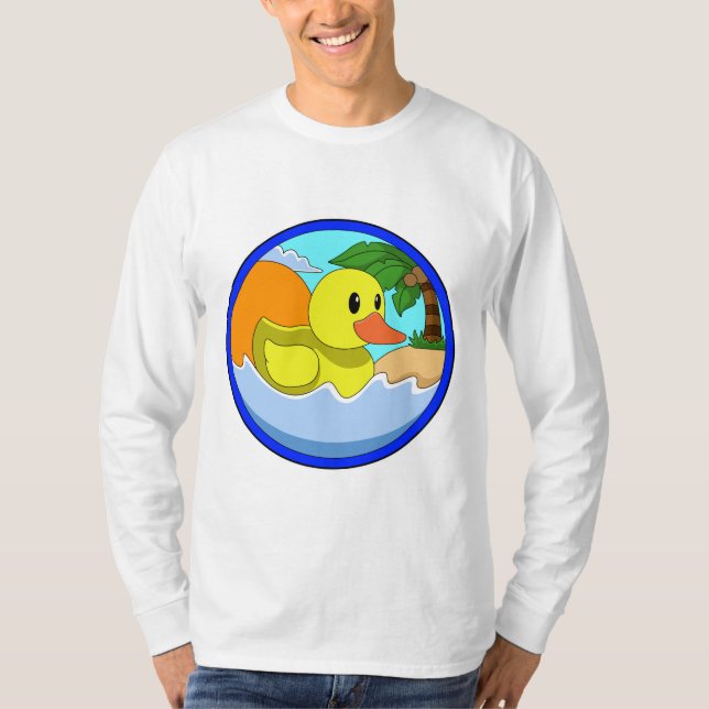 Ente am Strand mit Palmen.PNG T-Shirt (Vorderseite)