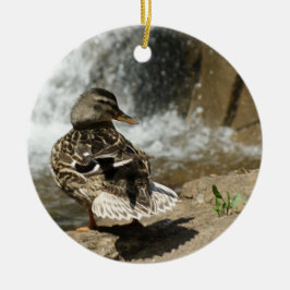 ENTE AN DER WASSERFALL-VERZIERUNG KERAMIKORNAMENT