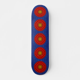 Ente auf Blau mit rotem Kaleidoskop Skateboard