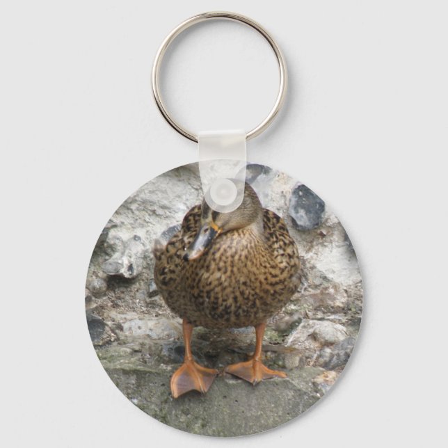 Ente auf einem Wall-Schlüsselanhänger Schlüsselanhänger (Vorderseite)