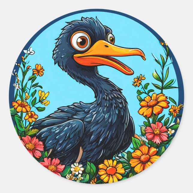 Ente aus niedlichem Cartoon Runder Aufkleber (Vorderseite)