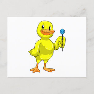Ente bei Darts mit Wurfpfeil Postkarte