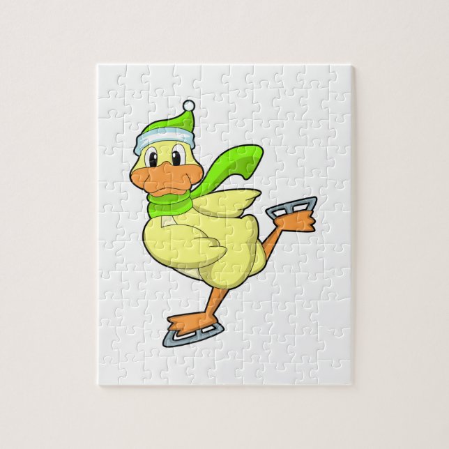 Ente bei Ice-Skaten mit Eis-Skaten (Vertikal)