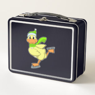 Ente bei Ice-Skaten mit Eis-Skaten Metall Brotdose
