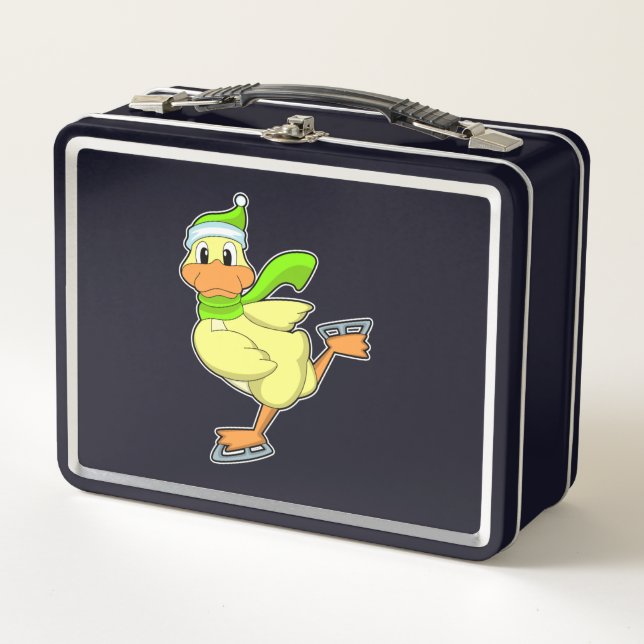 Ente bei Ice-Skaten mit Eis-Skaten Metall Brotdose (Vorderseite)
