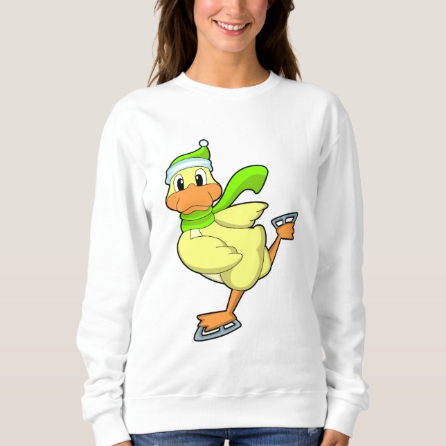Ente bei Ice-Skaten mit Eis-Skaten Sweatshirt (Vorderseite)