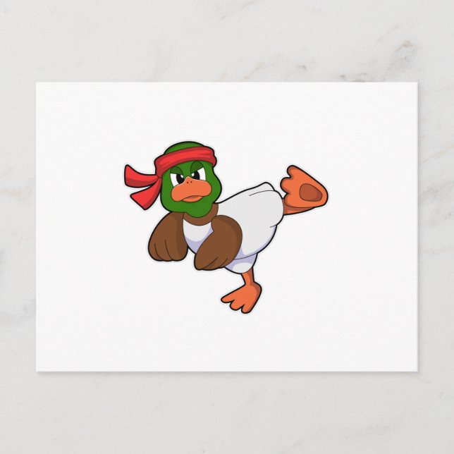 Ente bei Martial Arts Karate Postkarte (Vorderseite)