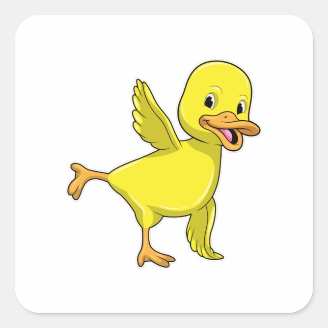 Ente bei Yoga Stretching-Übung Quadratischer Aufkleber (Vorderseite)