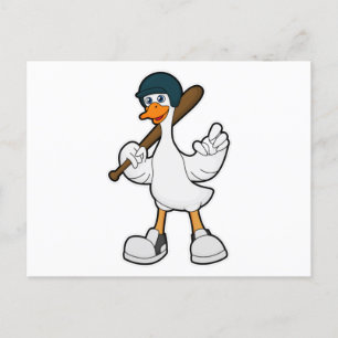 Ente beim Baseball mit Baseballschläger und Helm Postkarte