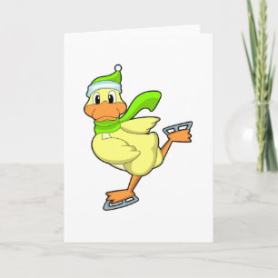 Ente beim Eislaufen mit Schlittschuhen Karte