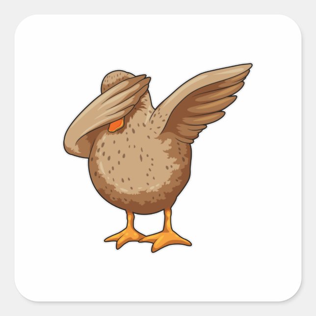 Ente beim Hip Hop Dance Dab Quadratischer Aufkleber (Vorderseite)