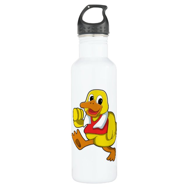 Ente beim Laufen Edelstahlflasche (Vorderseite)