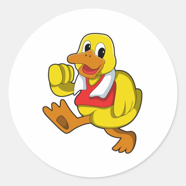 Ente beim Laufen Runder Aufkleber (Vorderseite)