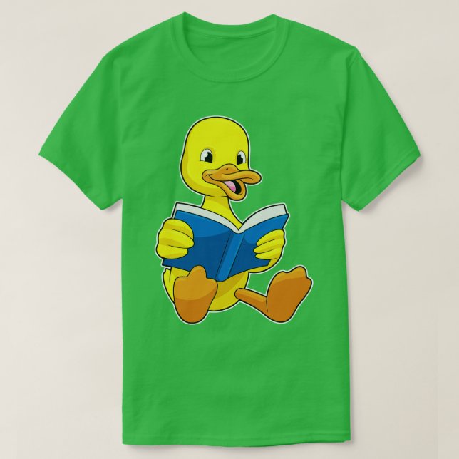 Ente beim Lesen mit Buch T-Shirt (Design vorne)