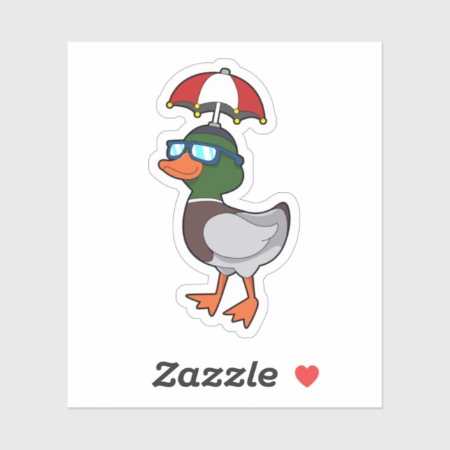 Ente beim Regen mit Umbrella.PNG Aufkleber (Blatt)