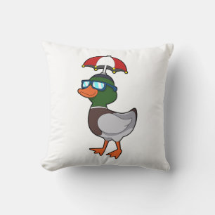 Ente beim Regen mit Umbrella.PNG Kissen