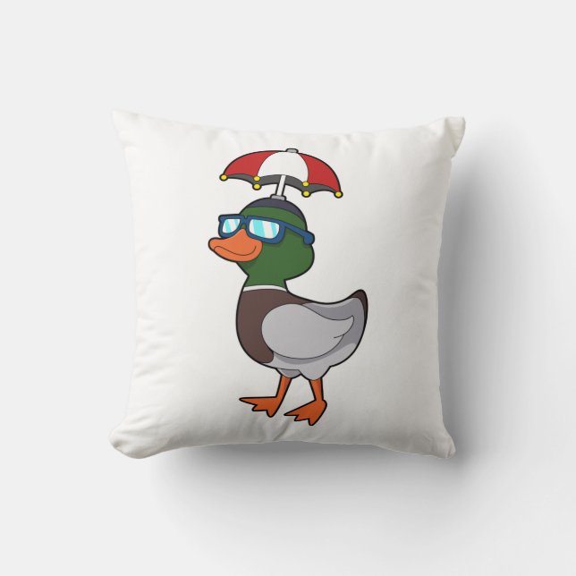 Ente beim Regen mit Umbrella.PNG Kissen (Vorderseite)