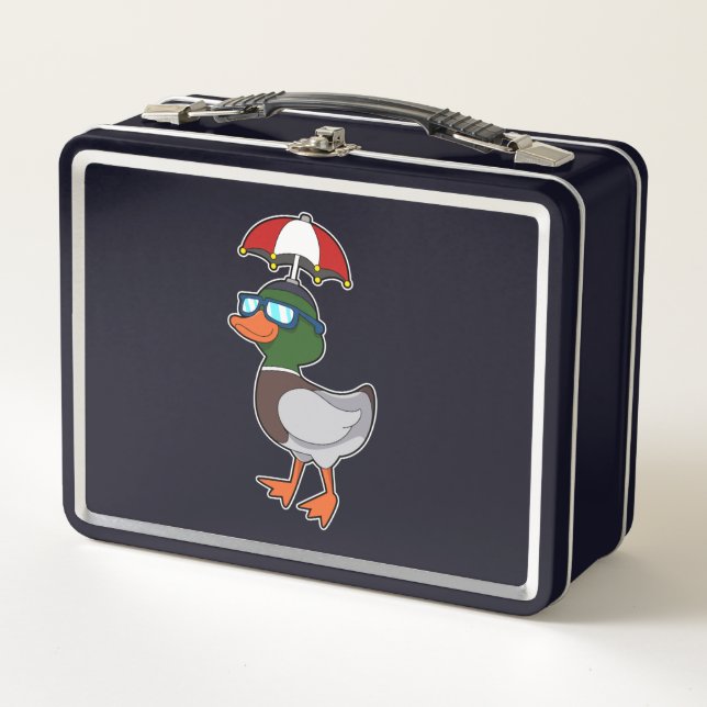Ente beim Regen mit Umbrella.PNG Metall Brotdose (Vorderseite)