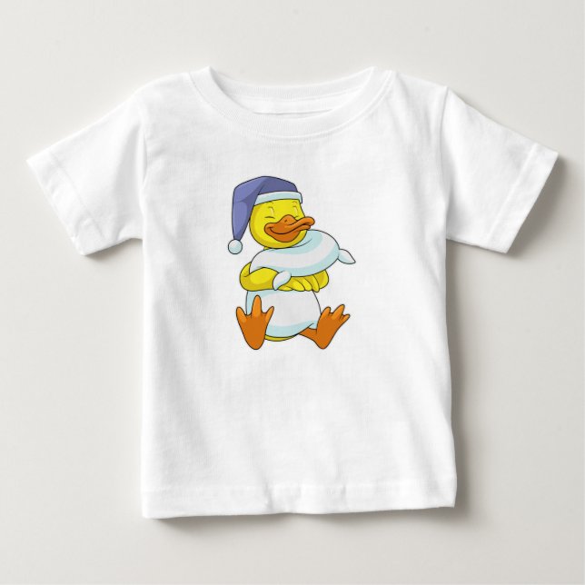 Ente beim Schlafen mit Nachtkappe Baby T-shirt (Vorderseite)