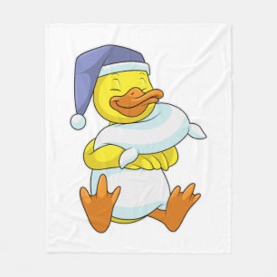 Ente beim Schlafen mit Nachtkappe Fleecedecke