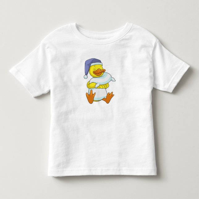 Ente beim Schlafen mit Nachtkappe Kleinkind T-shirt (Vorderseite)