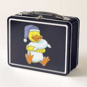 Ente beim Schlafen mit Nachtkappe Metall Brotdose