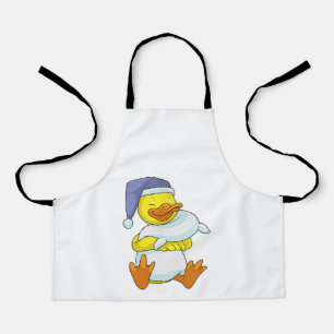 Ente beim Schlafen mit Nachtkappe Schürze