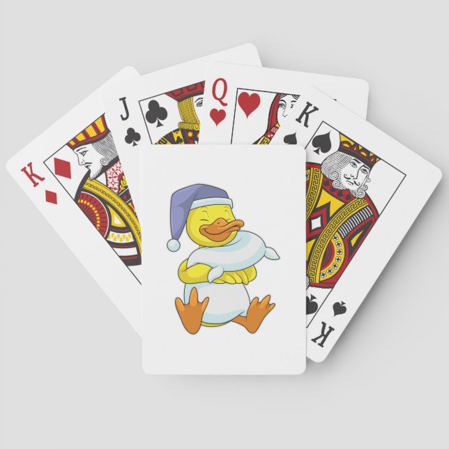 Ente beim Schlafen mit Nachtkappe Spielkarten (Rückseite)