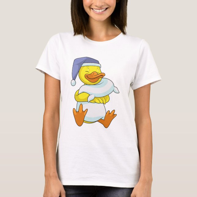 Ente beim Schlafen mit Nachtkappe T-Shirt (Vorderseite)