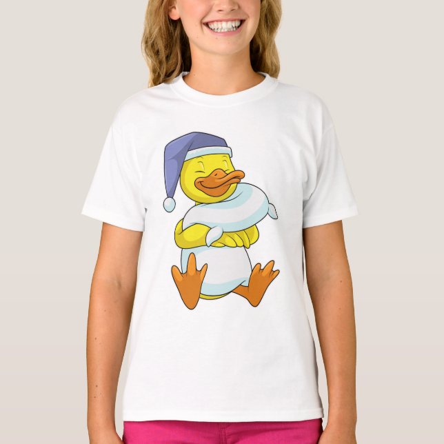 Ente beim Schlafen mit Nachtkappe T-Shirt (Vorderseite)