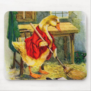Ente der 30er Jahre, die den Boden fegt Mousepad