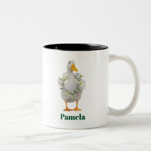 Ente die Hallen Weiße Weihnachtsente Ente Zweifarbige Tasse
