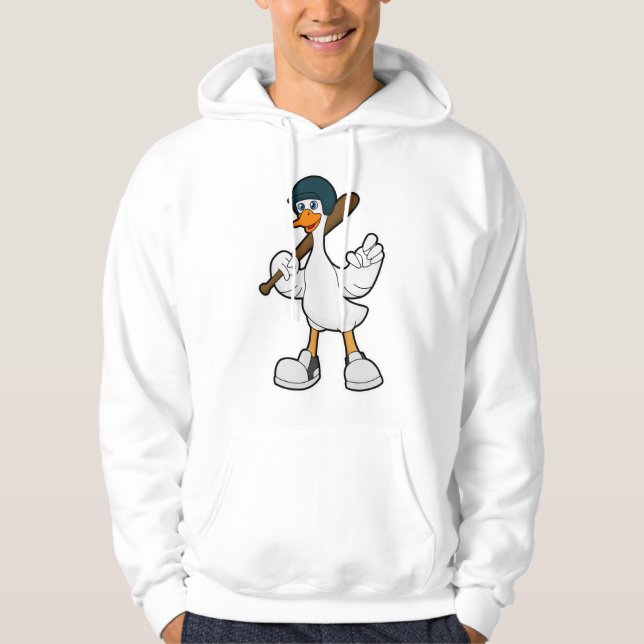 Ente im Baseball mit Baseballschläger und Helm Hoodie (Vorderseite)