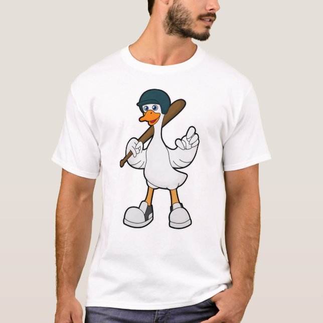 Ente im Baseball mit Baseballschläger und Helm T-Shirt (Vorderseite)